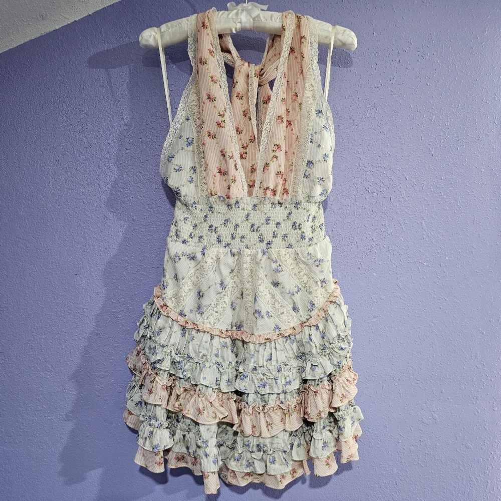Loveshackfancy Quintelle Halter Mini Dress